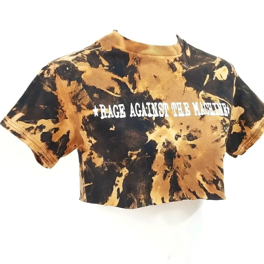 Rage Against The Machine Acid Wash, Distressed Crop Top (Band Tee) Rock Tee y2k - Picture 2 of 5